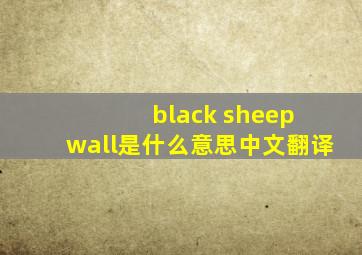 black sheep wall是什么意思中文翻译